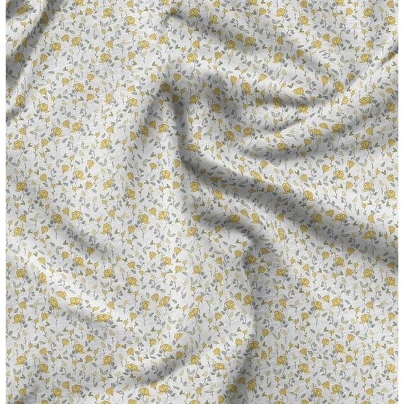 Soimoi Polyester Fleece Yellow Fabric By the Yard - 56 Inch Wide - Florals, Leaves Print Fabric - Elegant & Beautiful Patterns for Fashion and Home Decor Printed Fabric