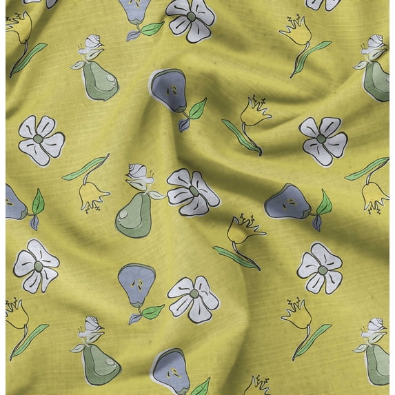 Soimoi Polyester Fleece Yellow Fabric By the Yard - 56 Inch Wide - Florals Print Fabric - Elegant and Timeless Patterns for Fashion and Home Decor Printed Fabric