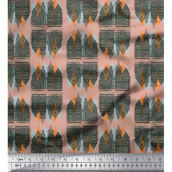 Soimoi Polyester Georgette Fabric Architectural Structure Architectural Print Sewing Fabric Yard 42 Inch Wide