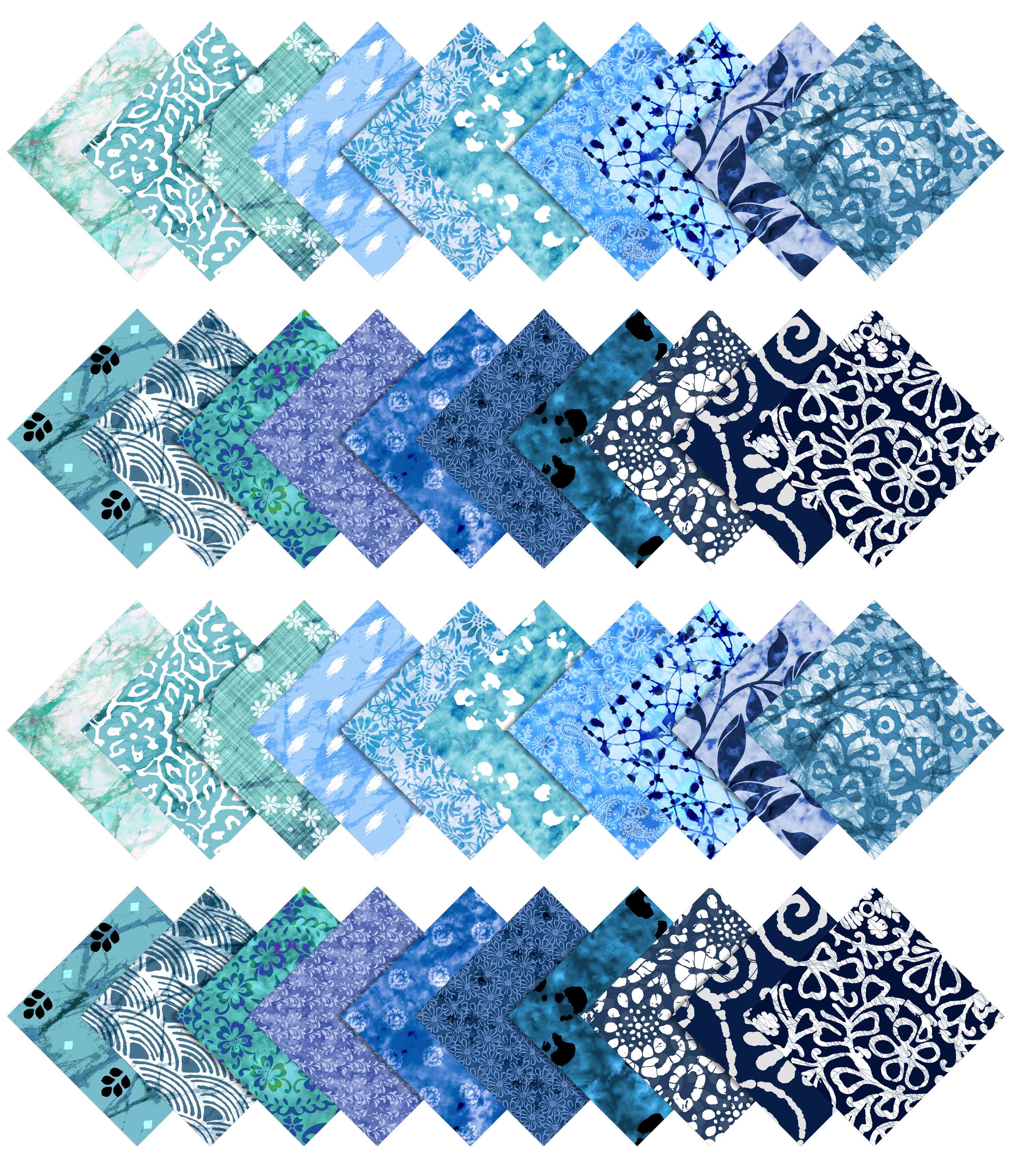 Soimoi Precut 10-inch Aaian Batik Prints Cotton Fabric Bundle