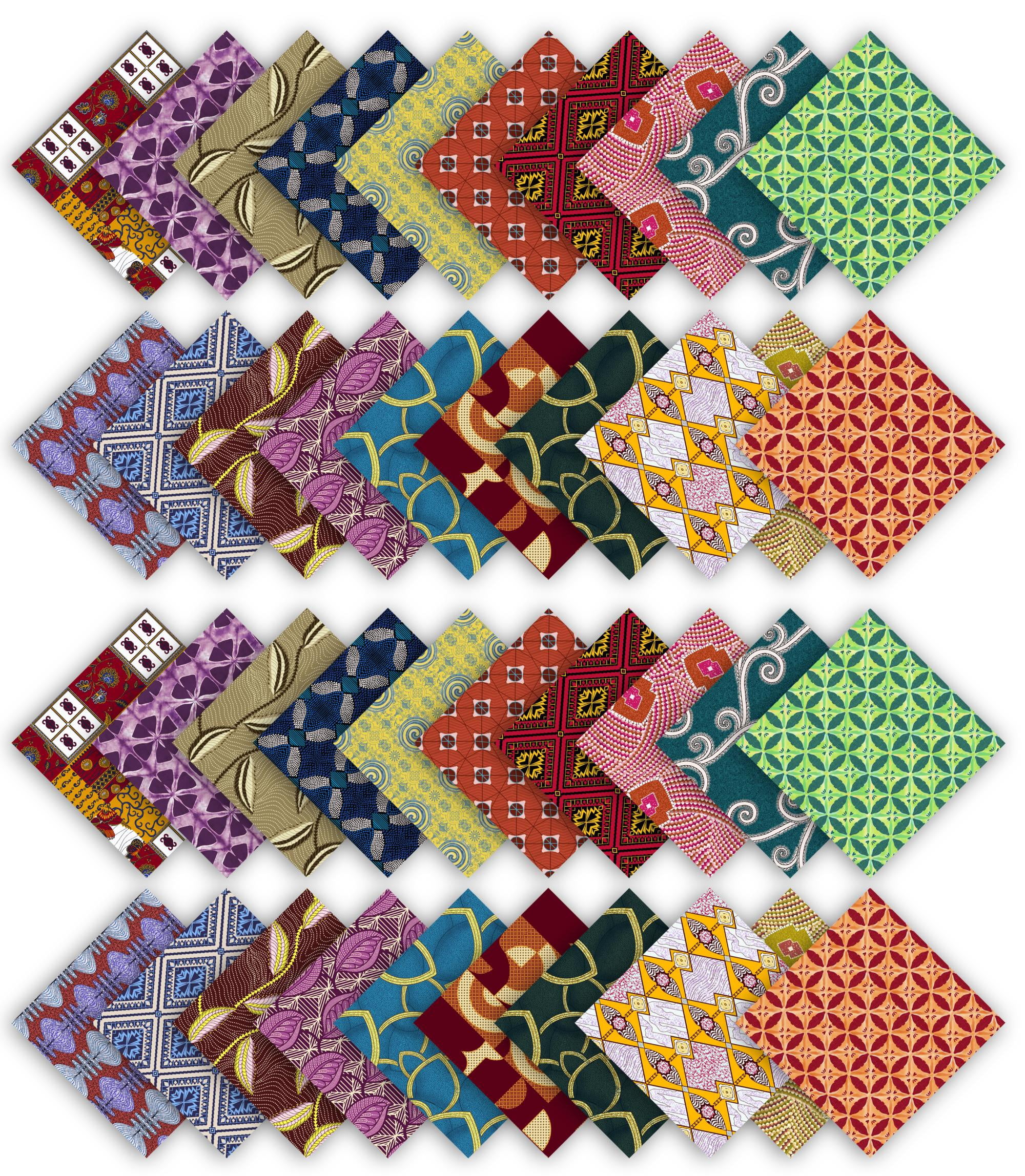 Soimoi Precut 10-inch African Floral Prints Cotton Fabric Bundle Quilting Squares Charm Pack DIY Patchwork Sewing Craft