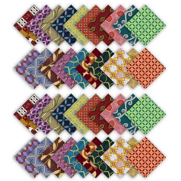 Soimoi Precut 10-inch African Floral Prints Cotton Fabric Bundle Quilting Squares Charm Pack DIY Patchwork Sewing Craft