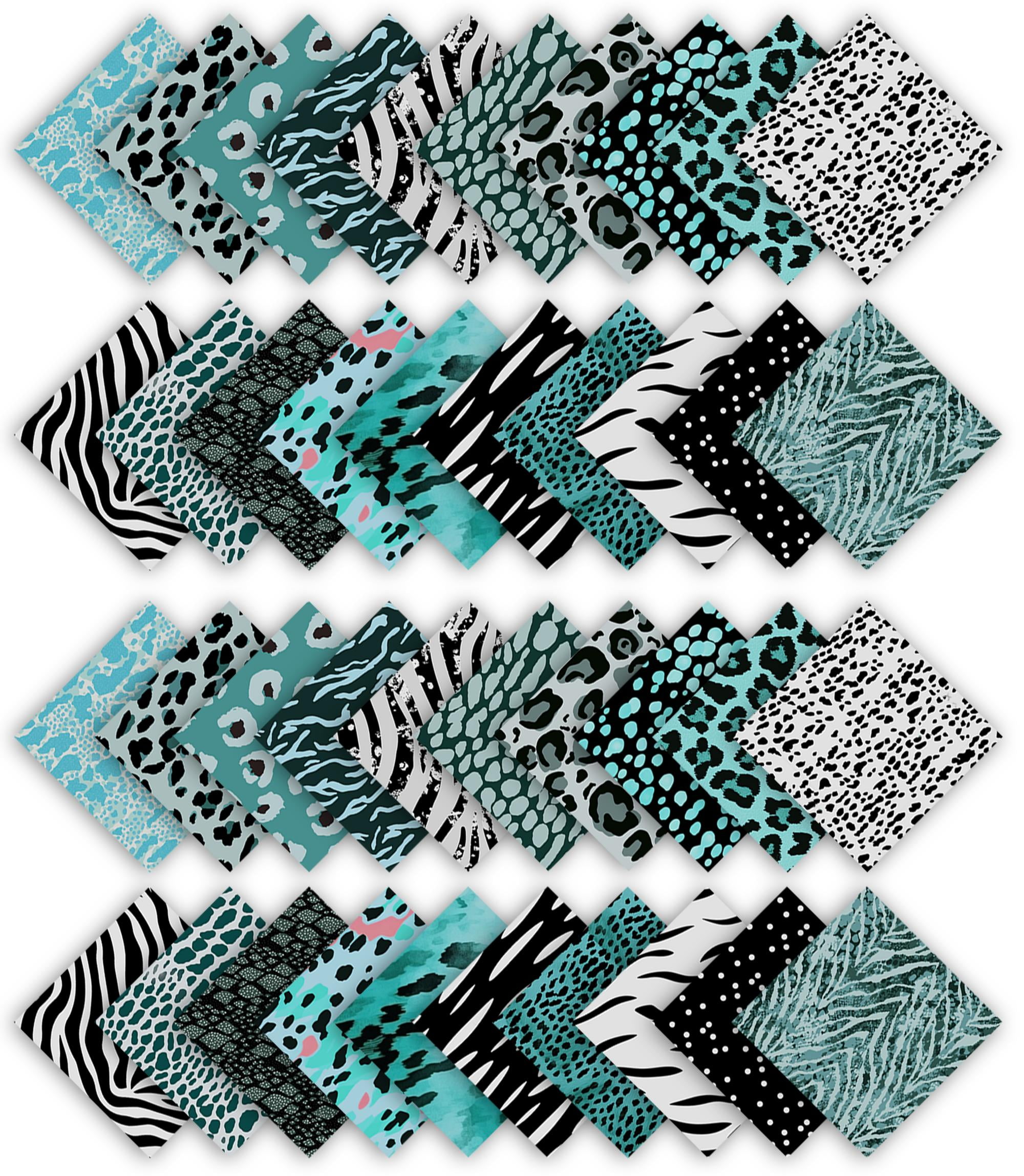 Soimoi Precut 10-inch Animal Skin Prints Cotton Fabric Bundle Quilting Squares Charm Pack DIY Patchwork Sewing Craft