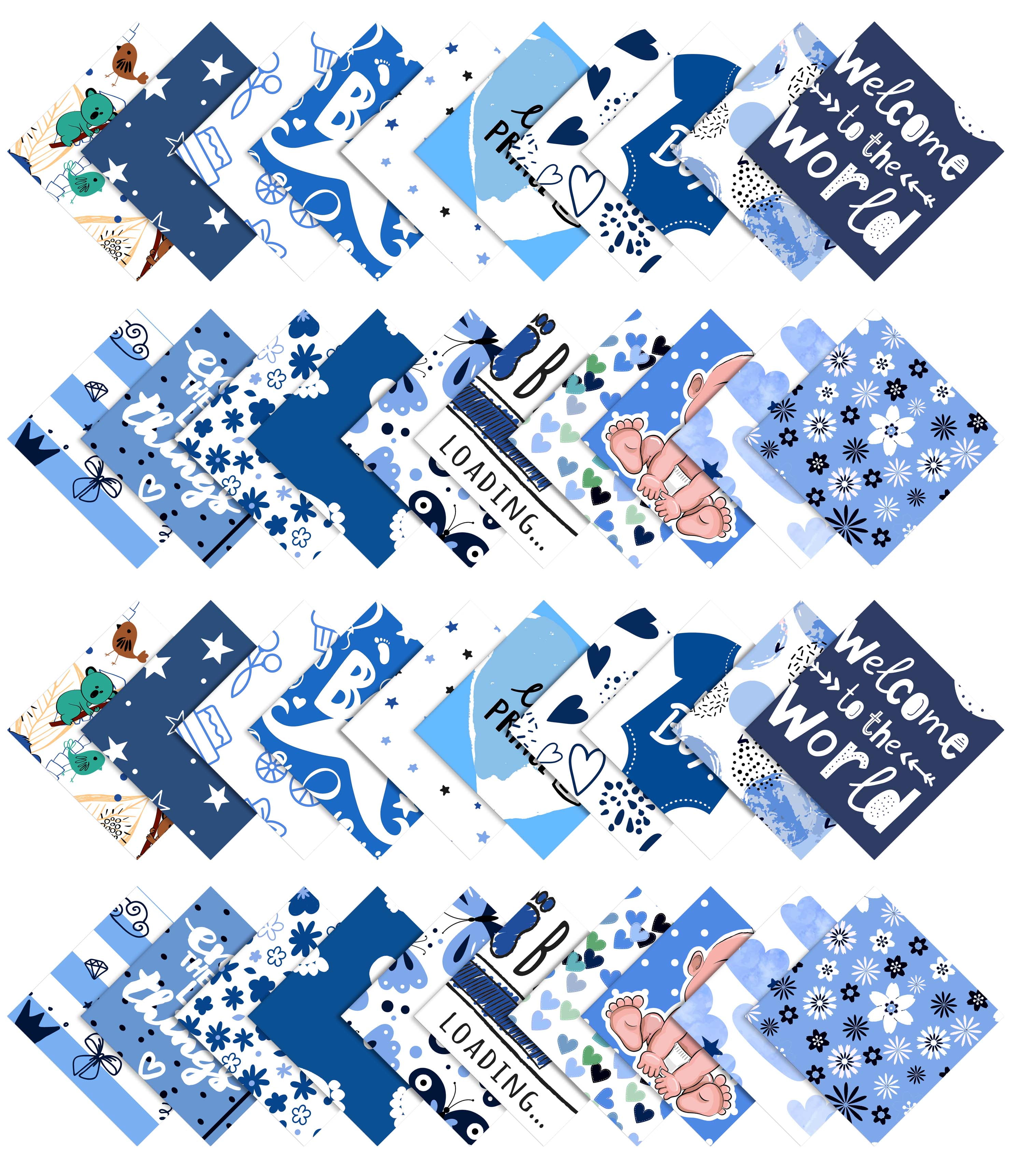 Soimoi Precut 10-inch Baby Girl Prints Cotton Fabric Bundle Quilting Squares Charm Pack DIY Patchwork Sewing Craft- Medium Blue