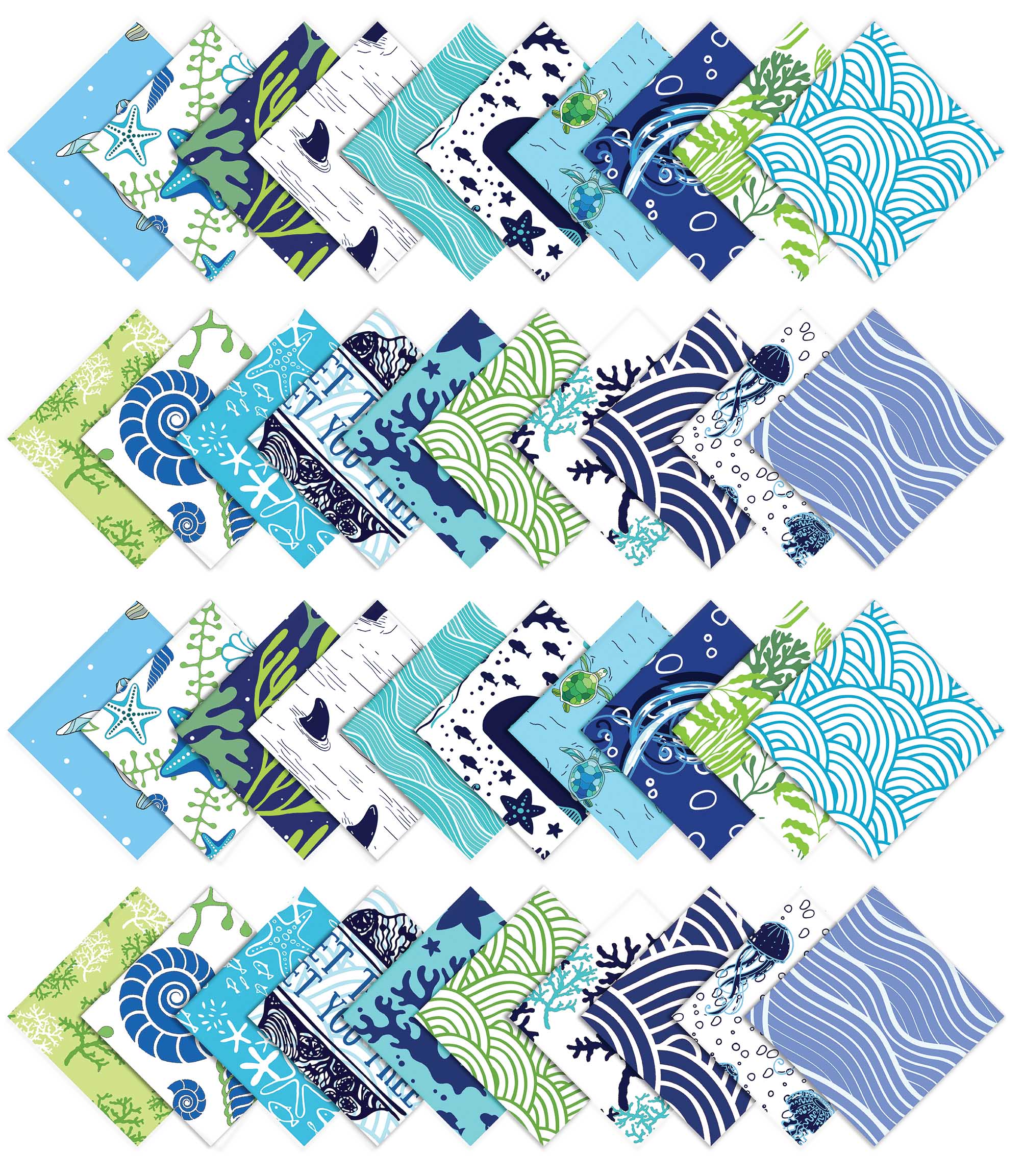 Soimoi Precut 10-inch Beach Ocean Prints Cotton Fabric Bundle Quilting  Squares Charm Pack DIY Patchwork Sewing Craft- Blue 