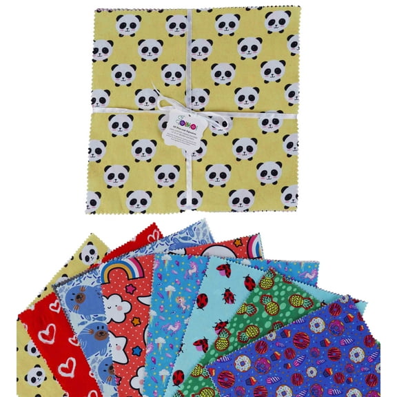 Soimoi Precut 10-inch Block Prints Cotton Fabric Bundle Quilting Squares Charm Pack DIY Patchwork Sewing Craft- Multicolor