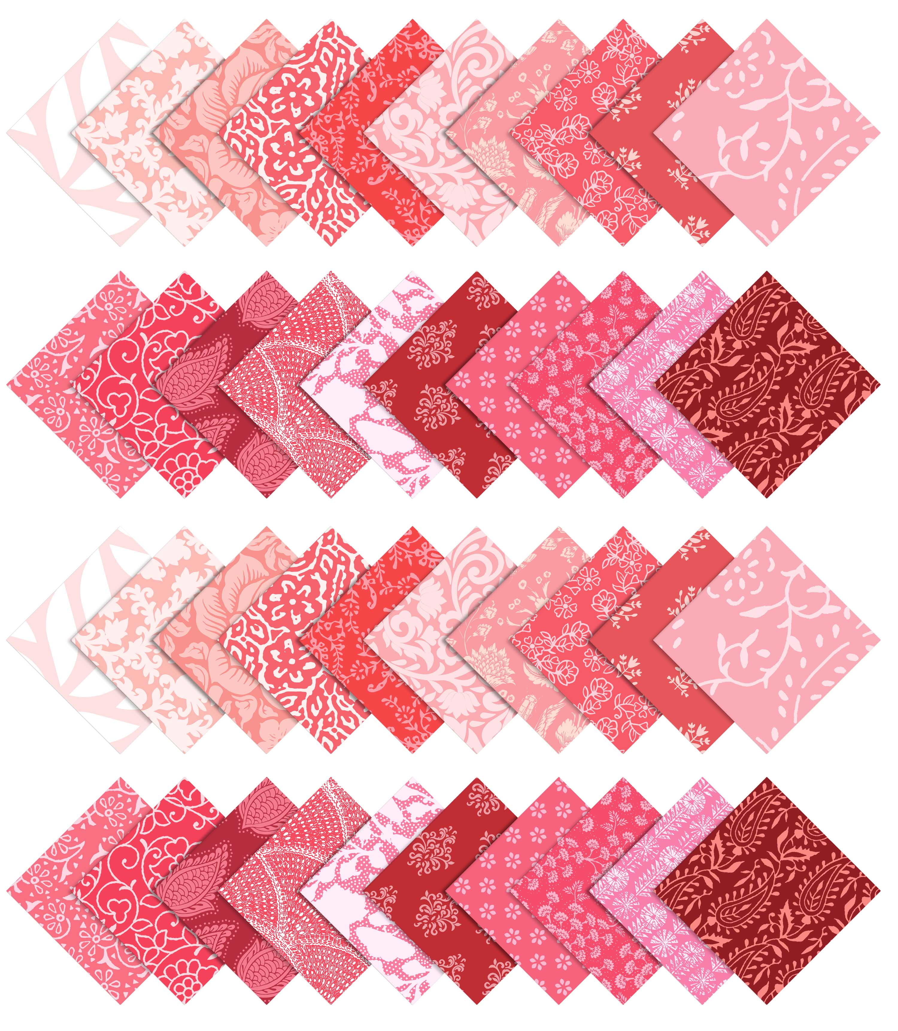 Soimoi Precut 10-inch Block Prints Cotton Fabric Bundle Quilting Squares Charm Pack DIY Patchwork Sewing Craft- Rose Pink