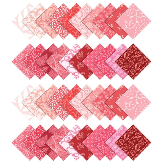 Soimoi Precut 10-inch Block Prints Cotton Fabric Bundle Quilting Squares Charm Pack DIY Patchwork Sewing Craft- Rose Pink