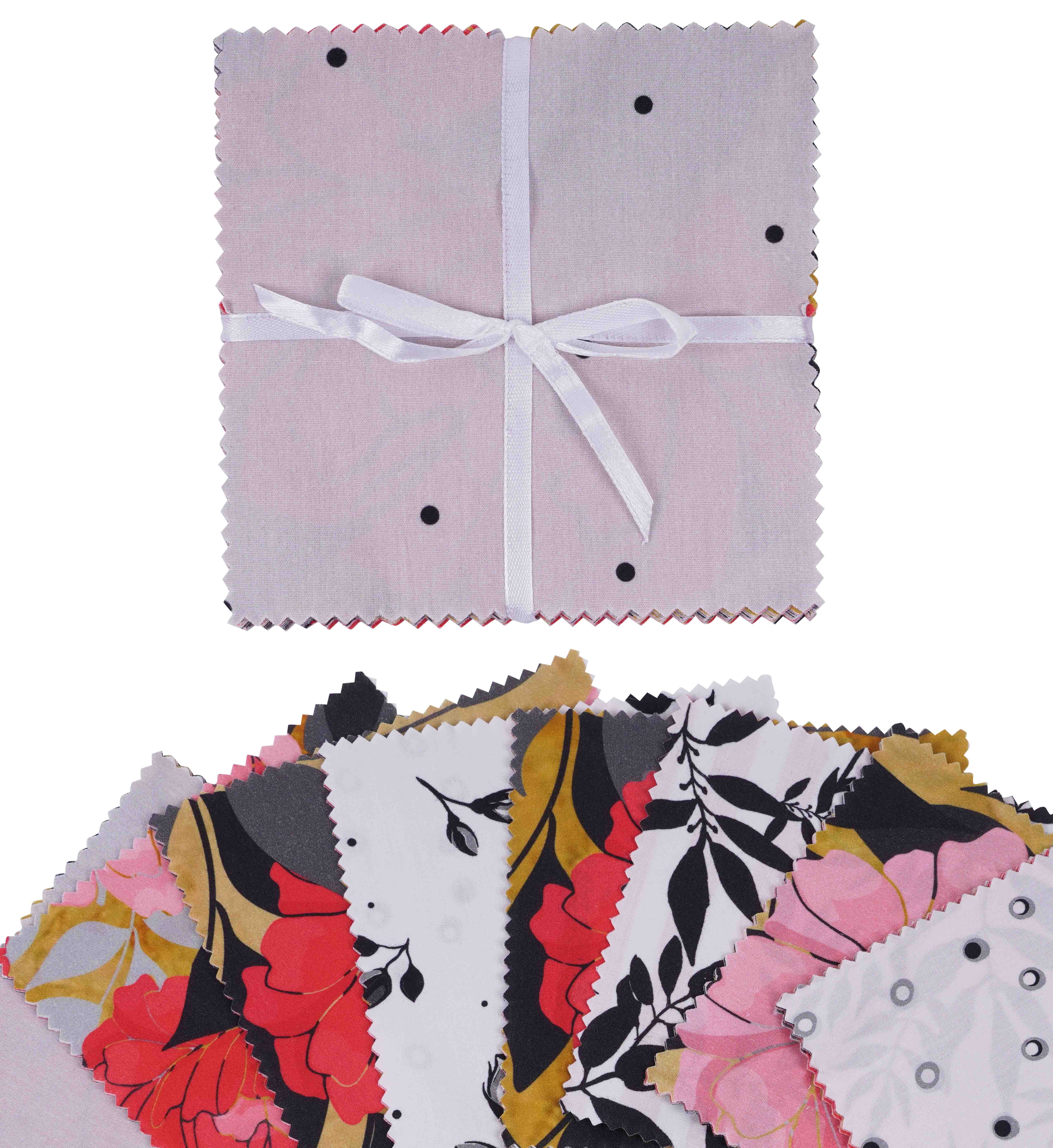 Soimoi Precut 10-inch Floral Prints Cotton Fabric Bundle Quilting Squares Charm Pack DIY Patchwork Sewing Craft- Multicolor