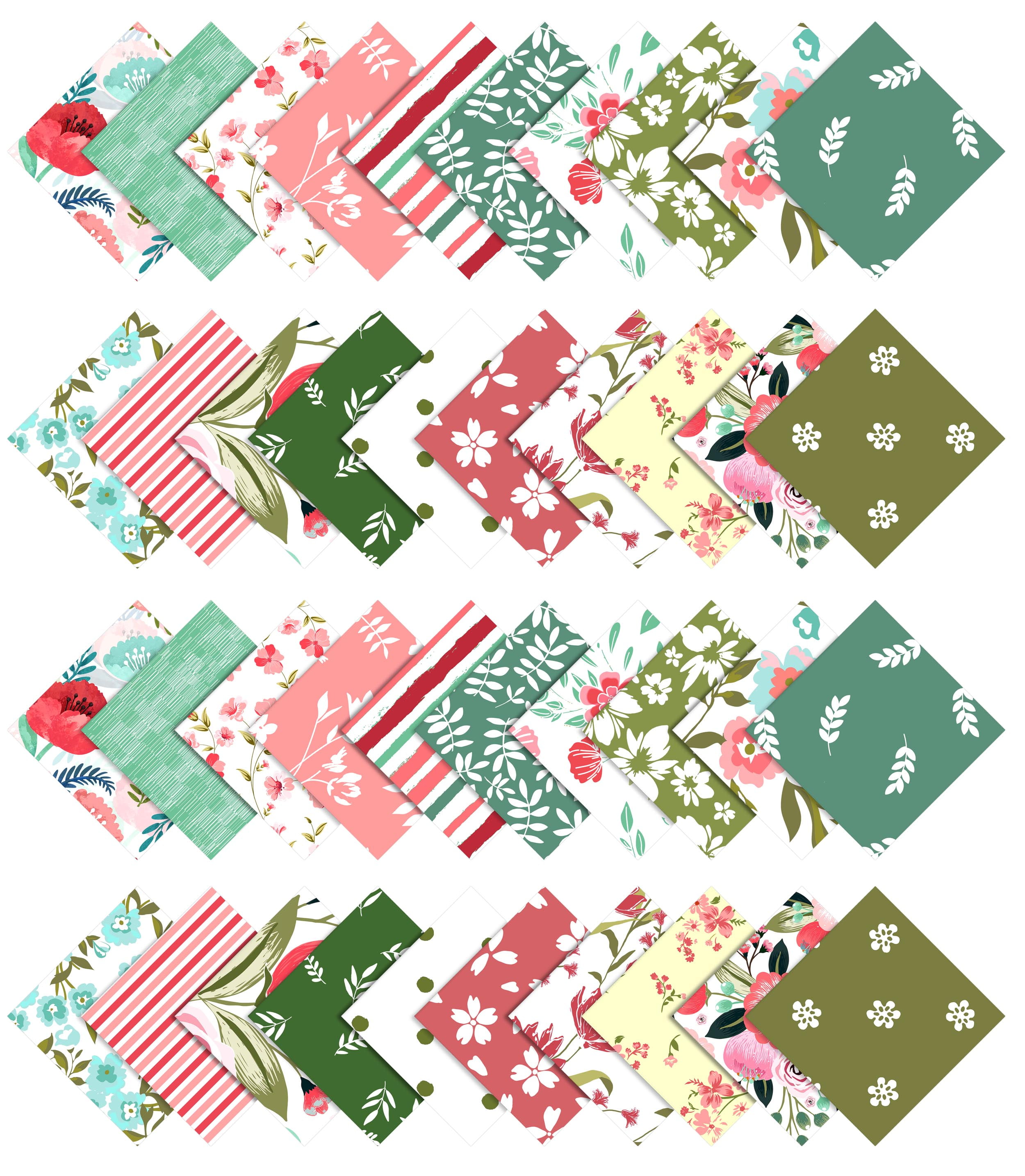 Soimoi Precut 10-inch Florals Prints Cotton Fabric Bundle Quilting Squares Charm Pack DIY Patchwork Sewing Craft- Multicolor