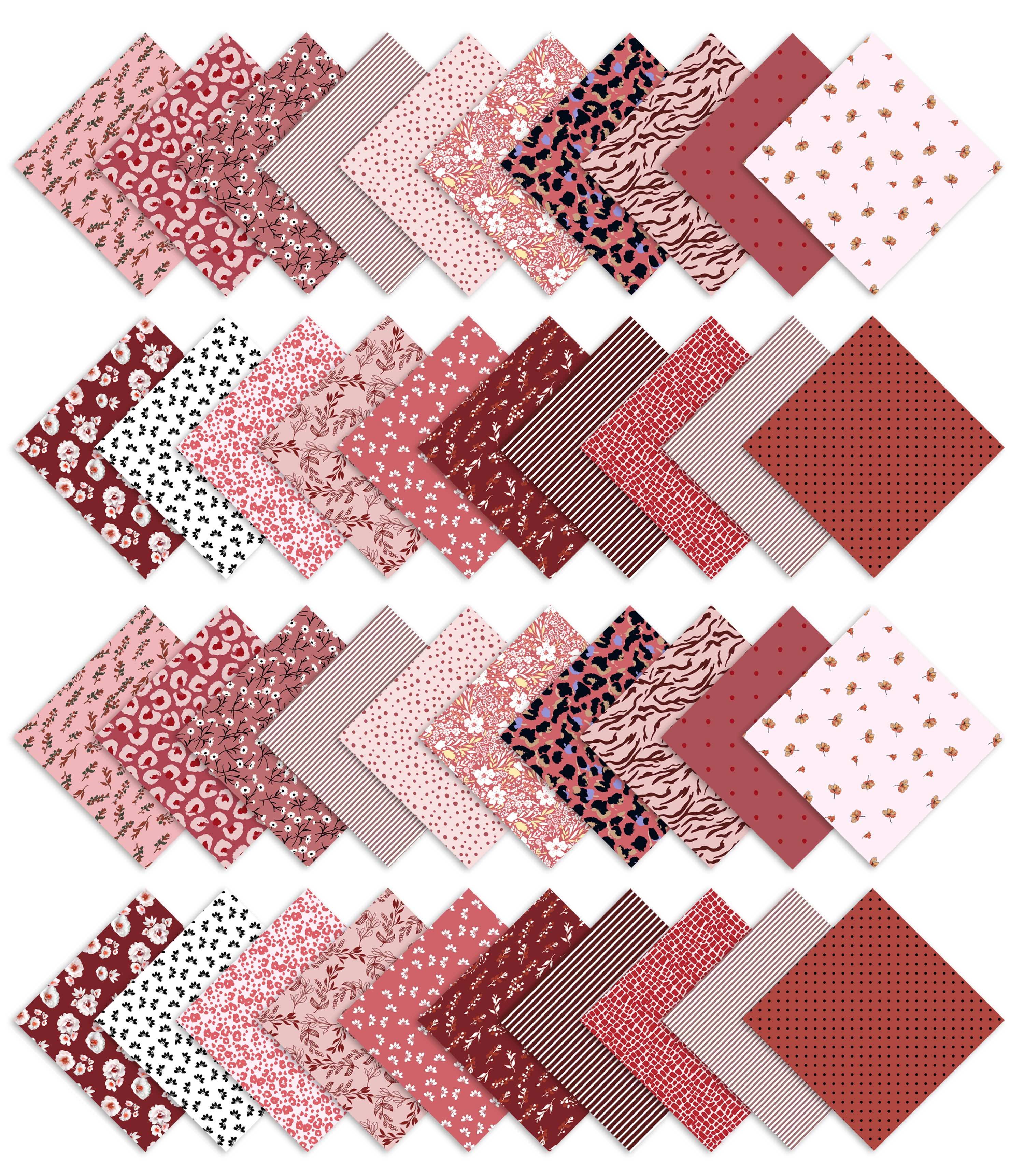Soimoi Precut 10-inch Florals Prints Cotton Fabric Bundle Quilting Squares Charm Pack DIY Patchwork Sewing Craft