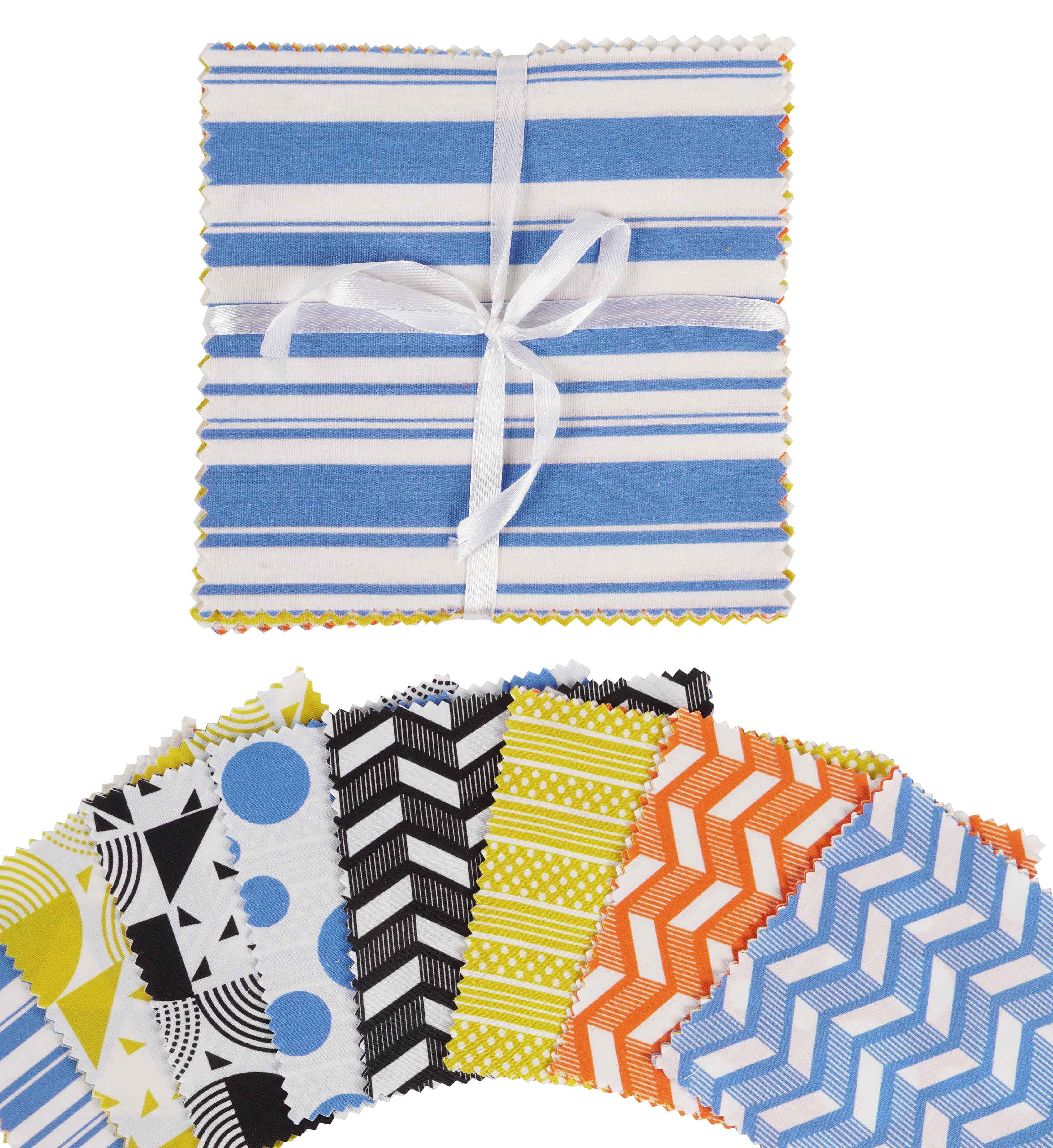 Soimoi Precut 10-inch Geometric Patterns Prints Cotton Fabric Bundle Quilting Squares Charm Pack DIY Patchwork Sewing Craft- Multicolor