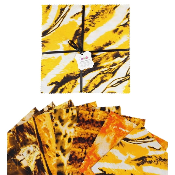 Soimoi Precut 10-inch Tie & Dye Prints Cotton Fabric Bundle Quilting Squares Charm Pack DIY Patchwork Sewing Craft- Yellow