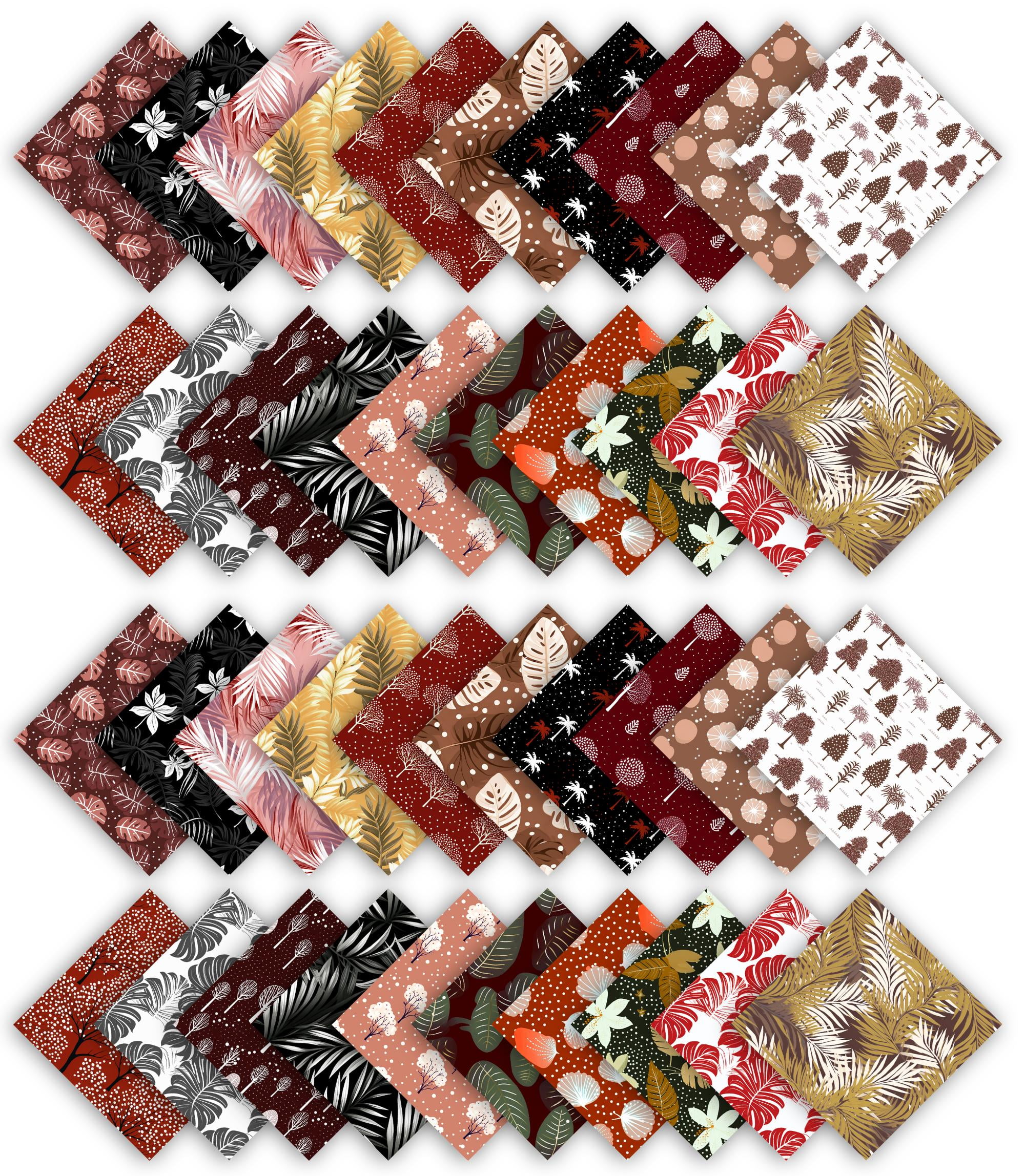 Soimoi Precut 10-inch Tree Prints Cotton Fabric Bundle Quilting Squares Charm Pack DIY Patchwork Sewing Craft