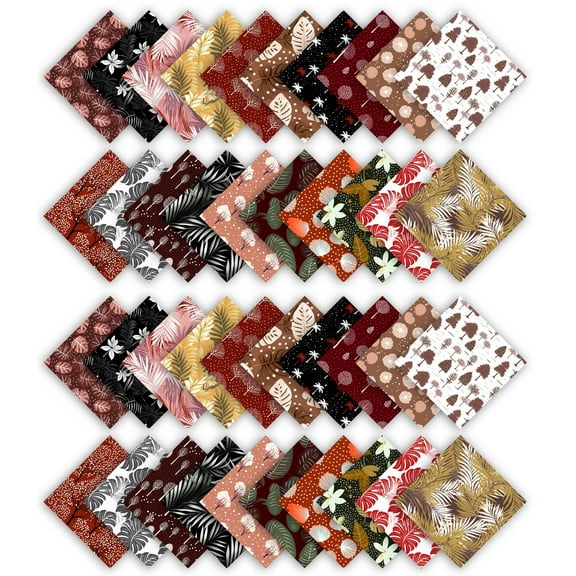 Soimoi Precut 10-inch Tree Prints Cotton Fabric Bundle Quilting Squares Charm Pack DIY Patchwork Sewing Craft