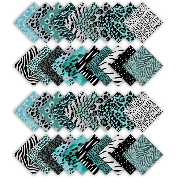 Soimoi Precut 5-inch Animal Skin Prints Cotton Fabric Bundle Quilting Squares Charm Pack DIY Patchwork Sewing Craft