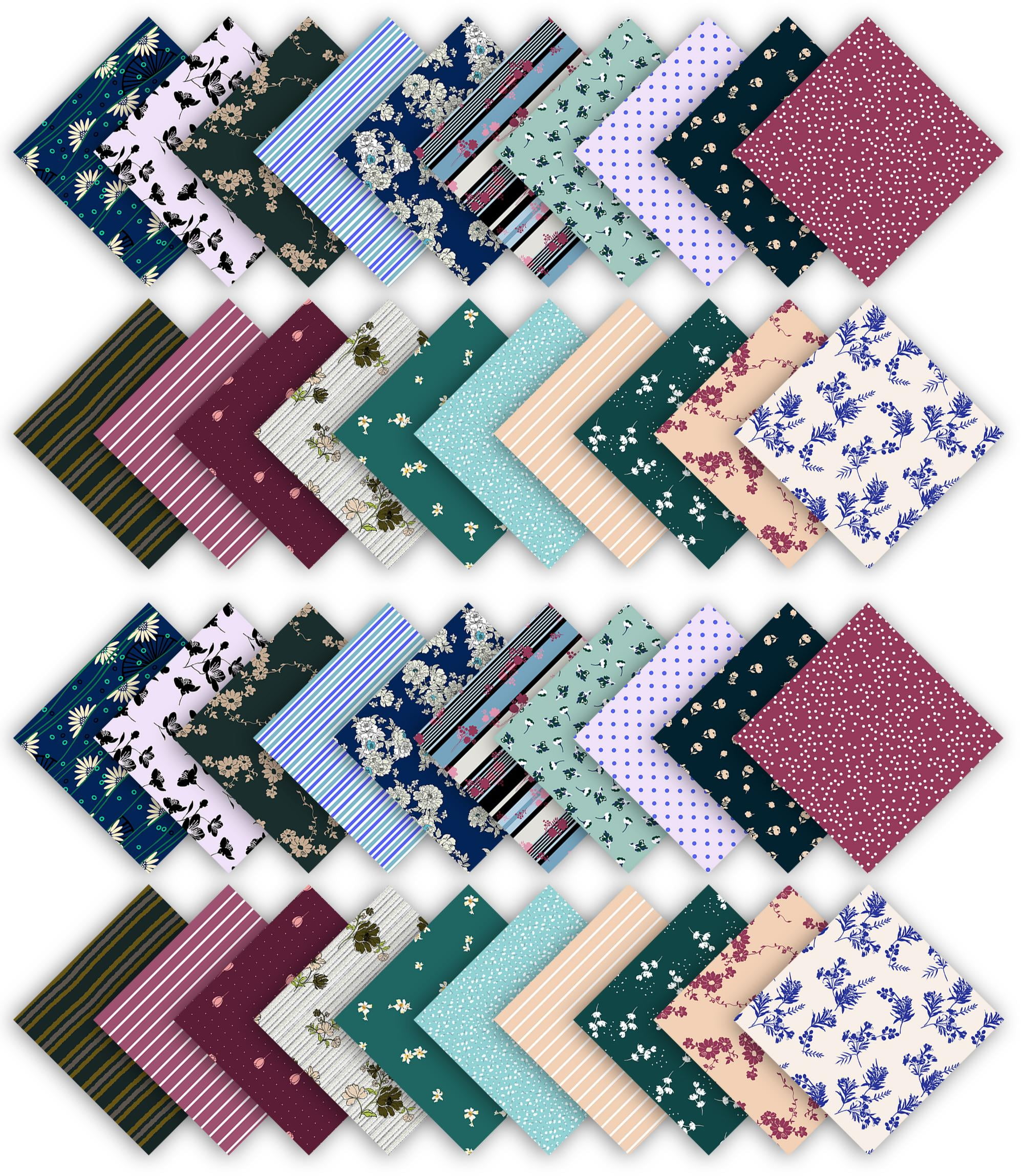 Soimoi Precut 5-inch Florals Prints Cotton Fabric Bundle Quilting Squares Charm Pack DIY Patchwork Sewing Craft-