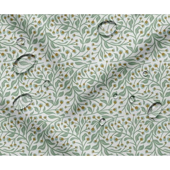 Soimoi Printed Waterproof Taffeta Fabric - Green Leaves Theme | 56" Wide | For Outdoor Cushions, Awnings, Table Covers & Upholstery Projects