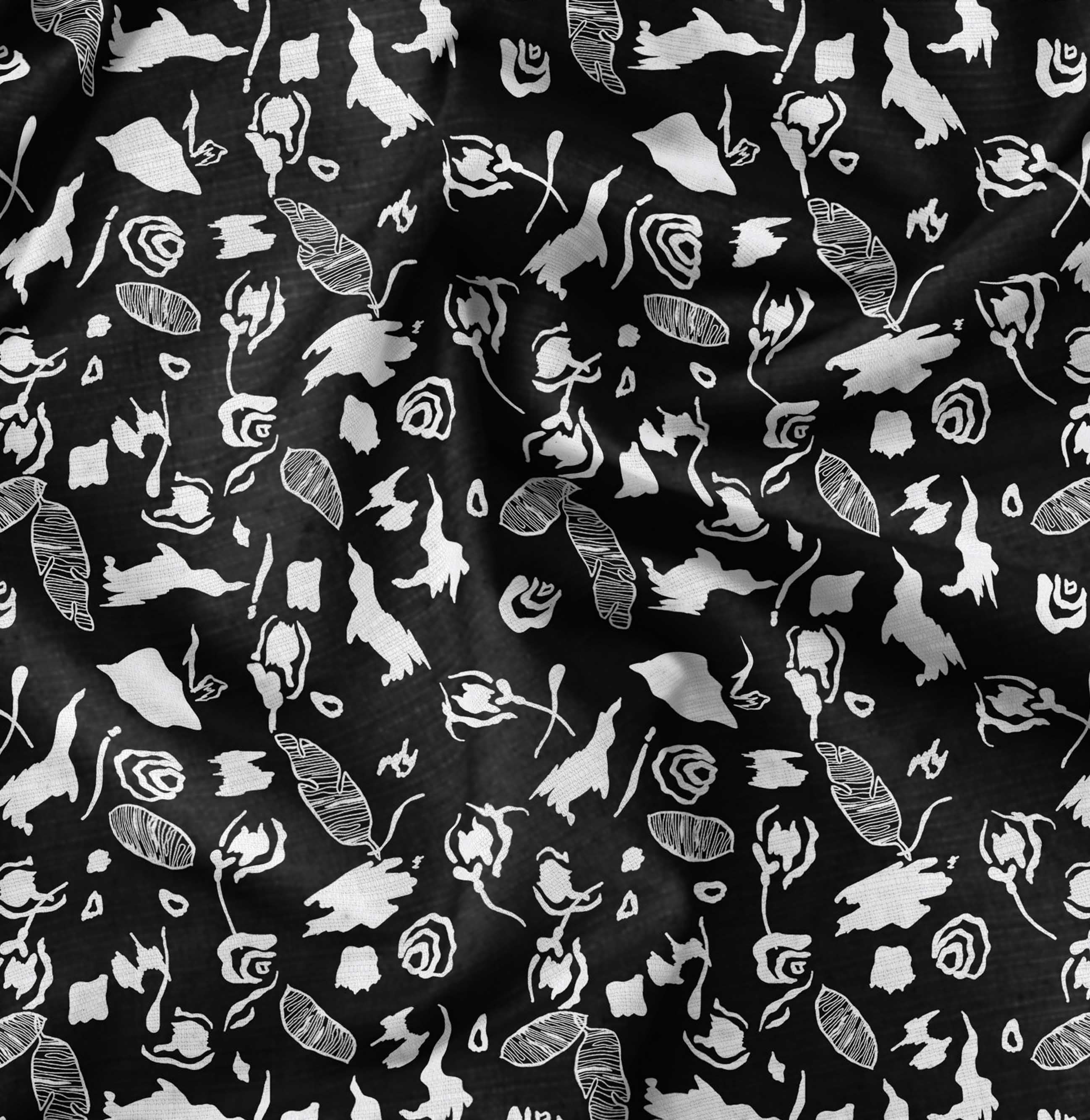 Soimoi Pure Silk Black Fabric - By the Yard - 42 Inch Wide - Abstracts ...