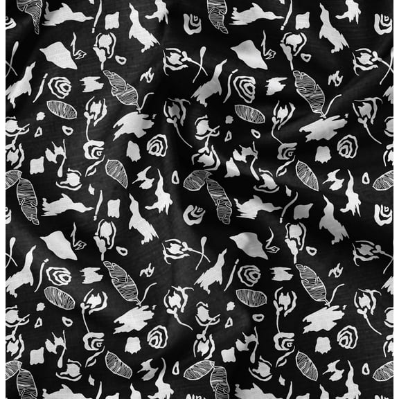 Soimoi Pure Silk Black Fabric - By the Yard - 42 Inch Wide - Abstracts Art Fabric - Contemporary and Unique Patterns for Creative Projects Printed Fabric