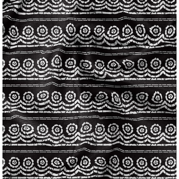 Soimoi Pure Silk Black Fabric By the Yard - 42 Inch Wide - Block Textile - Elegance for Stylish Apparel and Home Decor Printed Fabric