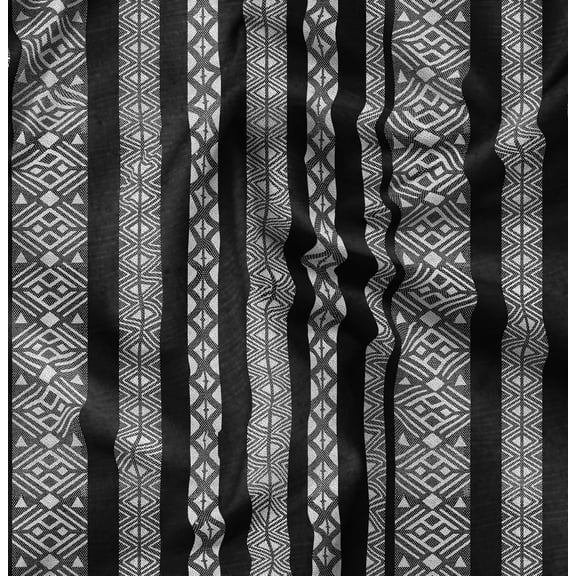 Soimoi Pure Silk Black Fabric By the Yard - 42 Inch Wide -Geometric Material - Artistic and Modern Patterns for Various Uses Printed Fabric