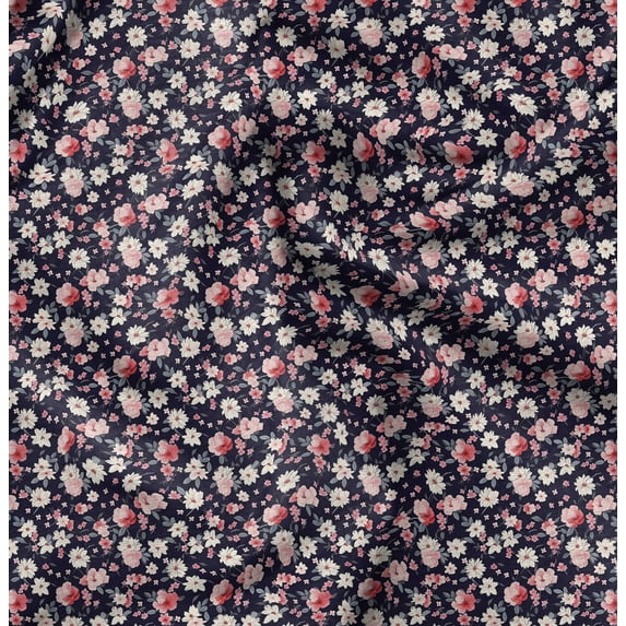 Soimoi Pure Silk Blue Fabric By the Yard - 42 Inch Wide - Florals Print Fabric - Elegant and Timeless Patterns for Fashion and Home Decor Printed Fabric