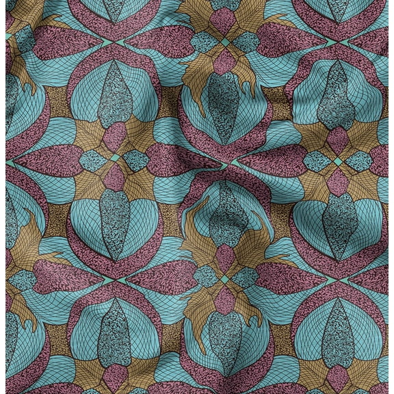 Soimoi Pure Silk Blue Fabric By the Yard - 42 Inch Wide - African Tribal Material - Artistic and Modern Patterns for Various Uses Printed Fabric