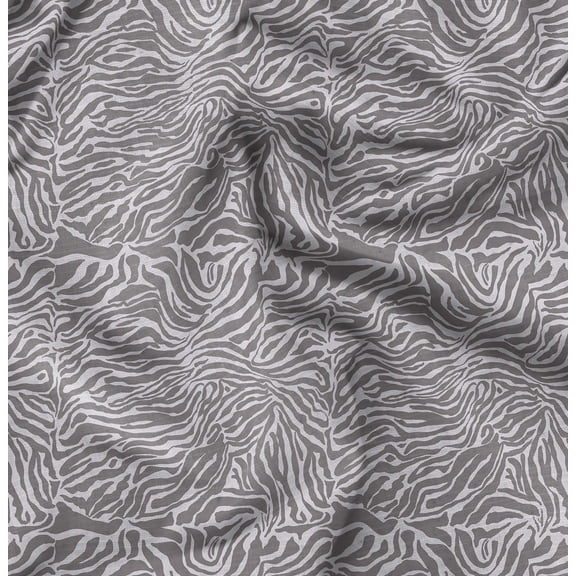 Soimoi Pure Silk Gray Fabric - By the Yard - 42 Inch Wide - Abstracts Art Fabric - Contemporary and Unique Patterns for Creative Projects Printed Fabric