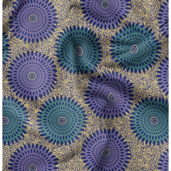 Soimoi Pure Silk Green Fabric By the Yard - 42 Inch Wide - African Tribal Material - Artistic and Modern Patterns for Various Uses Printed Fabric
