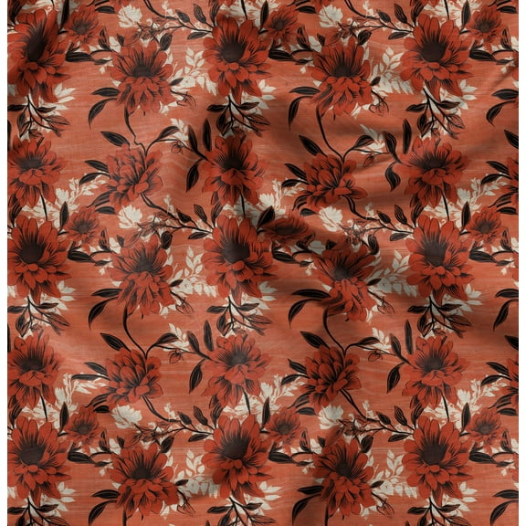 Soimoi Pure Silk Orange Fabric By the Yard - 42 Inch Wide - Florals Print Fabric - Elegant and Timeless Patterns for Fashion and Home Decor Printed Fabric