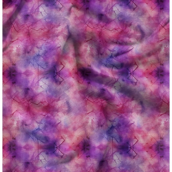 Soimoi Pure Silk Pink Fabric By the Yard - 42 Inch Wide - Abstract Tie & Dye - Abstract Dreams: Whimsical Patterns in Tie & Dye Printed Fabric