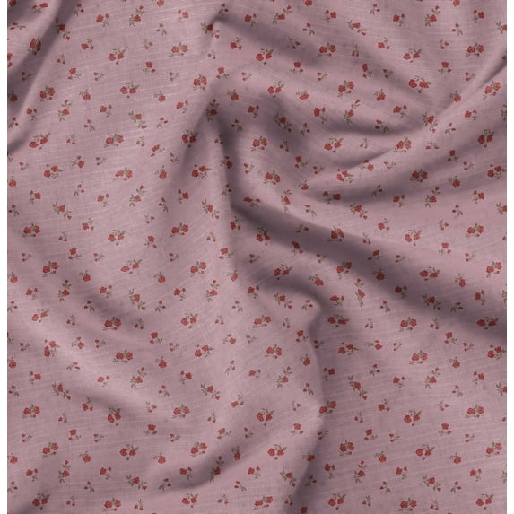 Soimoi Pure Silk Pink Fabric By the Yard - 42 Inch Wide -Rose Floral Pattern Textile - Romantic and Delicate Designs for Stylish Projects Printed Fabric