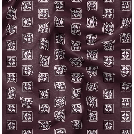 Soimoi Pure Silk Red Fabric By the Yard - 42 Inch Wide - Geometric Material - Artistic and Modern Patterns for Various Uses Printed Fabric