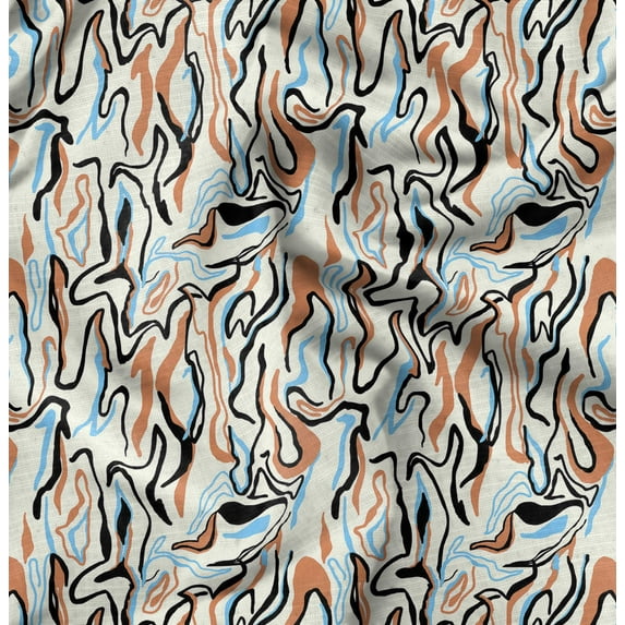 Soimoi Pure Silk White Fabric - By the Yard - 42 Inch Wide - Abstracts Art Fabric - Contemporary and Unique Patterns for Creative Projects Printed Fabric