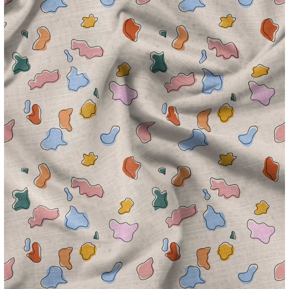 Soimoi Pure Silk White Fabric - By the Yard - 42 Inch Wide - Abstracts Art Fabric - Contemporary and Unique Patterns for Creative Projects Printed Fabric
