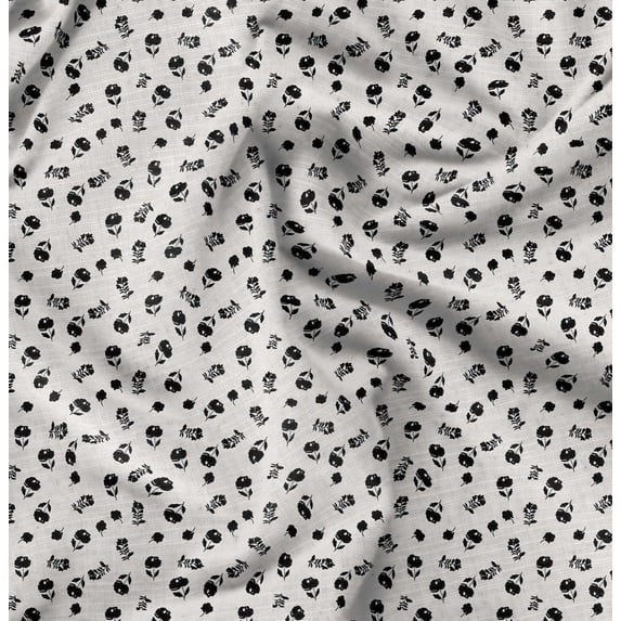 Soimoi Pure Silk White Fabric By the Yard - 42 Inch Wide - Florals, Leaves Print Fabric - Elegant & Beautiful Patterns for Fashion and Home Decor Printed Fabric
