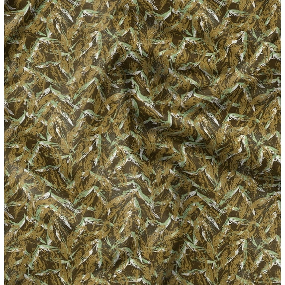 Soimoi Pure Silk Yellow Fabric By the Yard - 42 Inch Wide -Abstracts Art Fabric - Contemporary and Unique Patterns for Creative Projects Printed Fabric