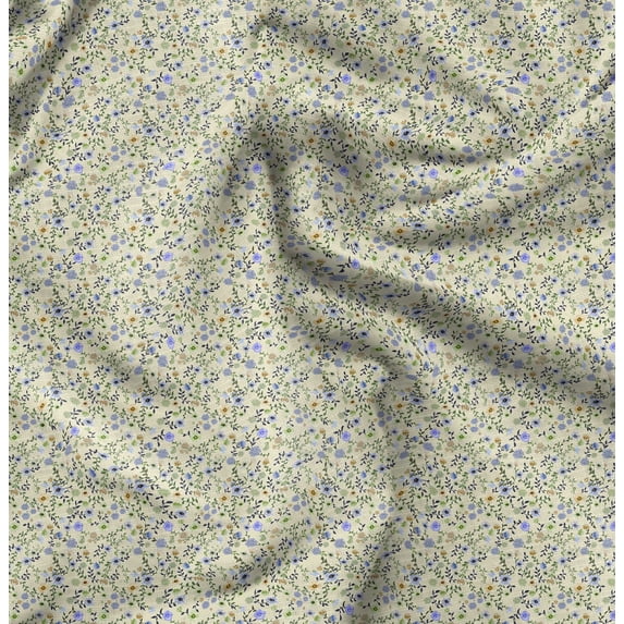 Soimoi Pure Silk Yellow Fabric By the Yard - 42 Inch Wide - Florals, Leaves Print Fabric - Elegant & Beautiful Patterns for Fashion and Home Decor Printed Fabric