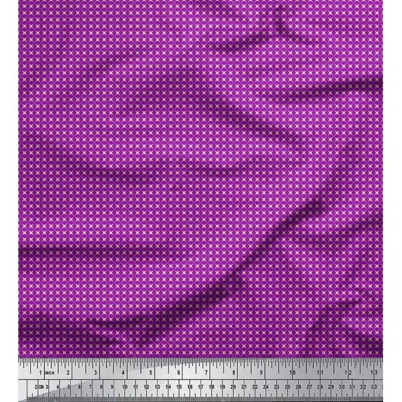 Soimoi Purple Cotton Cambric Fabric Artistic Geometric Printed Craft Fabric by the Yard 56 Inch Wide