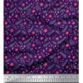 thumbnail image 1 of Soimoi Purple Cotton Cambric Fabric Floral Leaves Decor Fabric Printed Yard 56 Inch Wide, 1 of 3