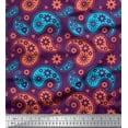 thumbnail image 1 of Soimoi Purple Cotton Cambric Fabric Floral & Paisley Printed Craft Fabric by the Yard 56 Inch Wide, 1 of 3