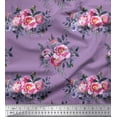 thumbnail image 1 of Soimoi Purple Cotton Cambric Fabric Leaves & Pink Floral Print Fabric by Yard 42 Inch Wide, 1 of 1