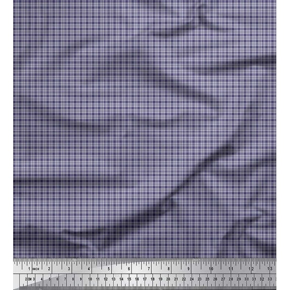 Soimoi Purple Cotton Cambric Fabric Plaid Check Decor Fabric Printed Yard 56 Inch Wide