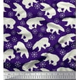 thumbnail image 1 of Soimoi Purple Cotton Cambric Fabric Snowflake & Polar Bear Animal Print Fabric by the Yard 56 Inch Wide, 1 of 3