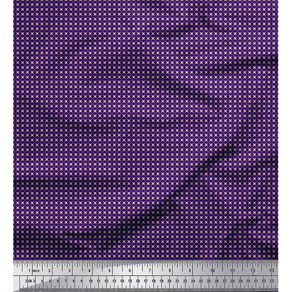 Soimoi Purple Cotton Duck Fabric Artistic Geometric Print Fabric by the Yard 42 Inch Wide