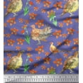 thumbnail image 1 of Soimoi Purple Cotton Duck Fabric Bird & Floral Printed Fabric 1 Yard 42 Inch Wide, 1 of 3