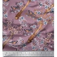 thumbnail image 1 of Soimoi Purple Cotton Duck Fabric Blue Floral & American Robin Bird Print Fabric by The Yard 56 Inch Wide, 1 of 3