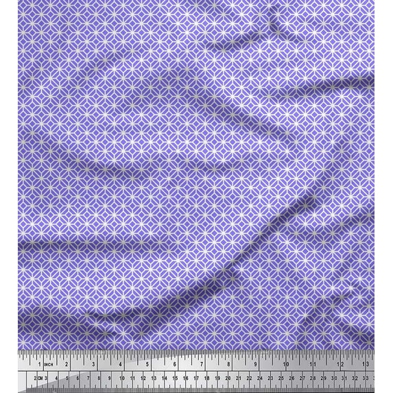 Soimoi Purple Cotton Duck Fabric Cross & Geometric Decor Fabric Printed Yard 56 Inch Wide