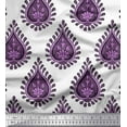 thumbnail image 1 of Soimoi Purple Cotton Duck Fabric Floral Block Print Fabric by Yard 56 Inch Wide, 1 of 3